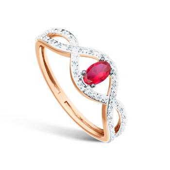 Золотое кольцо с рубином и бриллиантами