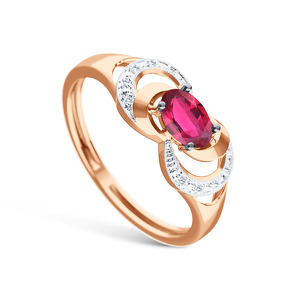 Золотое кольцо с рубином и бриллиантами