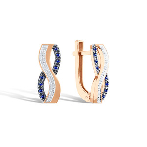 Золотые серьги с бриллиантами и сапфирами