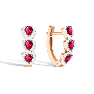 Золотые серьги с рубинами и бриллиантами