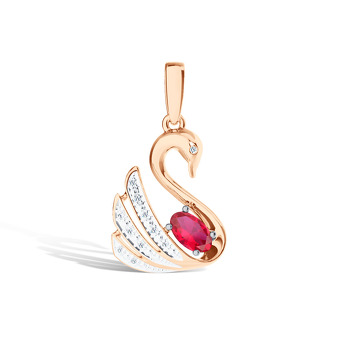 Золотая подвеска с рубином и бриллиантами