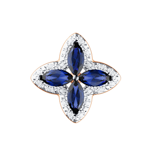 Золотая подвеска «Четыре лепестка» с сапфирами и фианитами