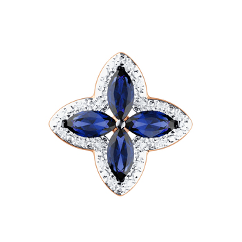 Золотая подвеска «Четыре лепестка удачи» с сапфирами и фианитами