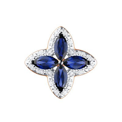 Золотая подвеска «Четыре лепестка удачи» с сапфирами и фианитами