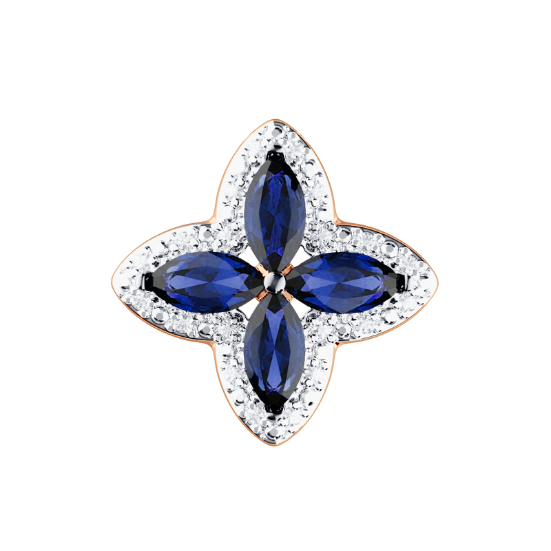 Золотая подвеска с сапфирами и фианитами