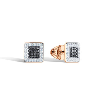 Золотые серьги-пусеты с бриллиантами