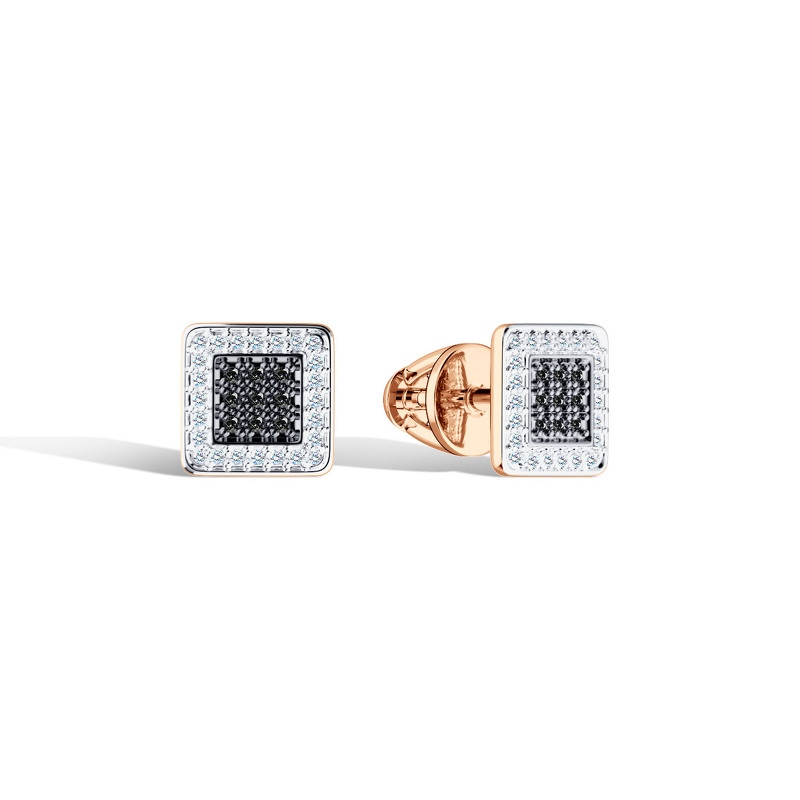 Золотые серьги-пусеты с бриллиантами