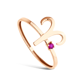Золотое кольцо «Овен» с рубином
