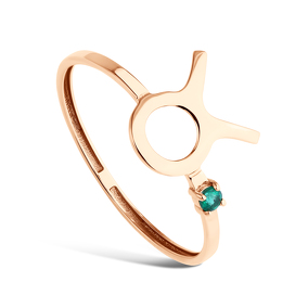 Золотое кольцо «Телец» с изумрудом