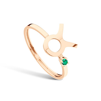 Золотое кольцо «Телец» с изумрудом