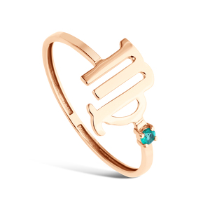 Золотое кольцо «Дева» с изумрудом