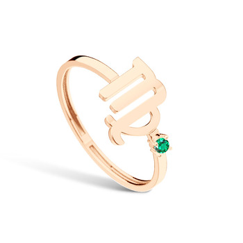 Золотое кольцо «Дева» с изумрудом