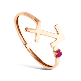 Золотое кольцо «Стрелец» с рубином