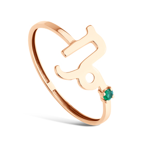 Золотое кольцо «Козерог» с изумрудом