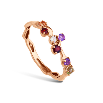 Золотое кольцо с миксом камней