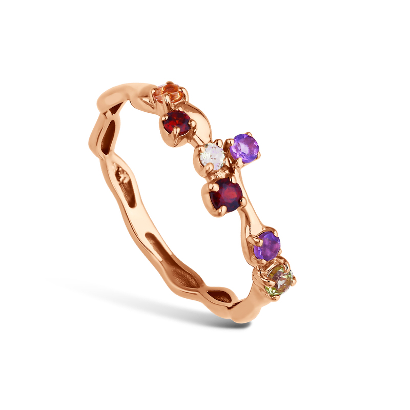 Золотое кольцо с миксом камней