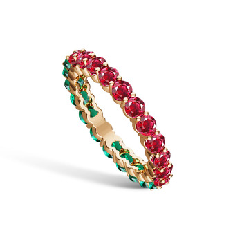 Золотое кольцо с рубинами и изумрудами