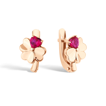 Золотые серьги «Детский ассортимент» с рубином
