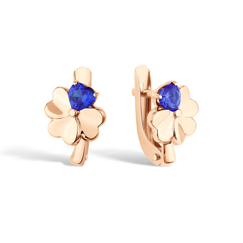 Золотые серьги «Детский ассортимент» с сапфиром