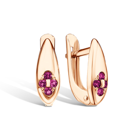 Серьги из красного золота с корундами 20-0025