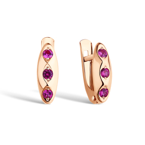Серьги из красного золота с корундами 20-0026
