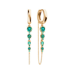 Золотые серьги-конго с изумрудами