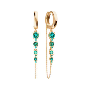 Золотые серьги-конго с изумрудами