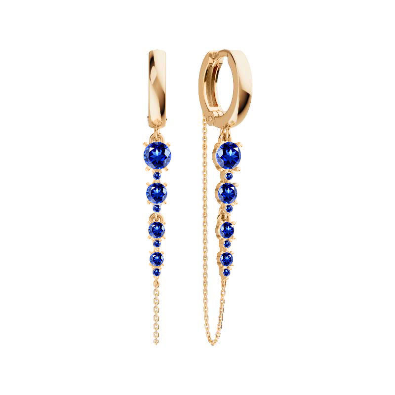Золотые серьги-конго с сапфирами