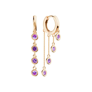 Золотые серьги-конго «Каскад» с аметистами