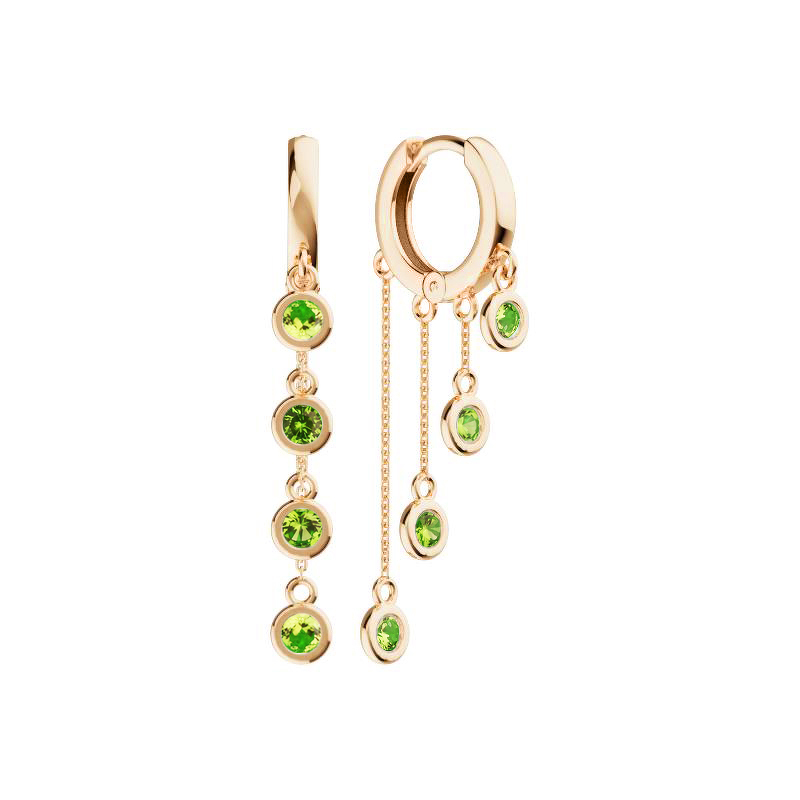 Золотые серьги-конго с хризолитами