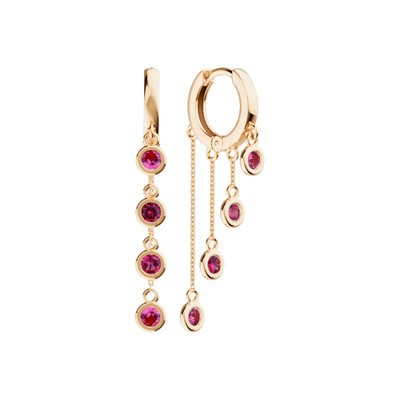Золотые серьги-конго «Жади» с рубинами