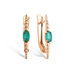 Золотые серьги с изумрудом