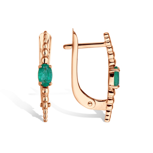 Золотые серьги с изумрудом