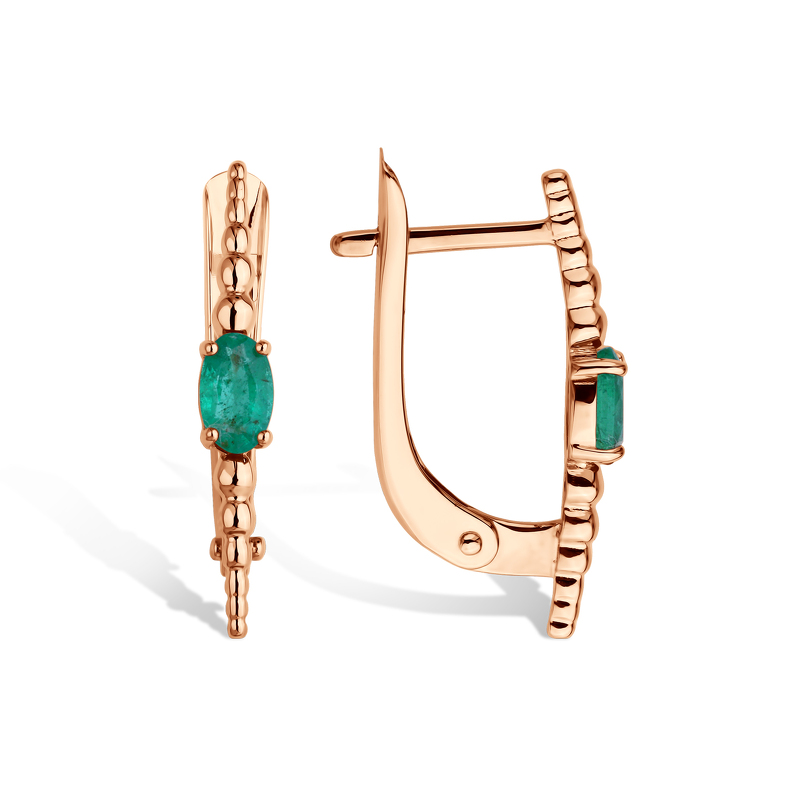 Золотые серьги с изумрудом