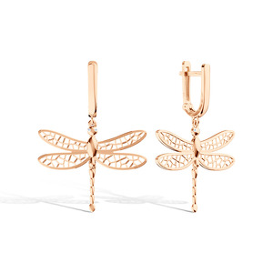 Золотые серьги «Стрекоза» с бриллиантами