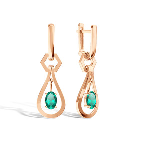 Золотые серьги с изумрудом