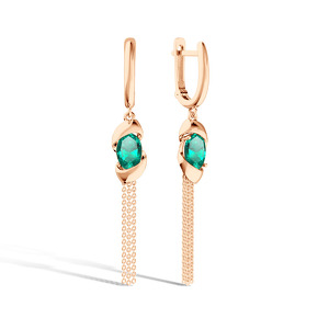 Золотые серьги с изумрудом