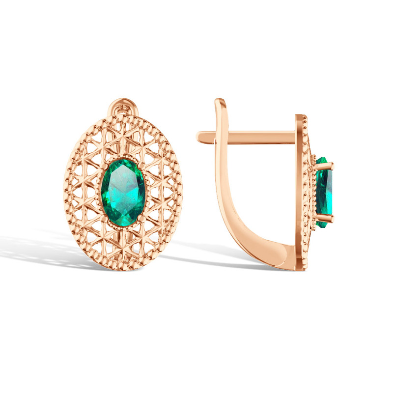 Золотые серьги с изумрудом