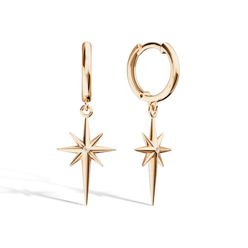 Золотые серьги с бриллиантом