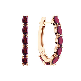 Золотые серьги с гранатами