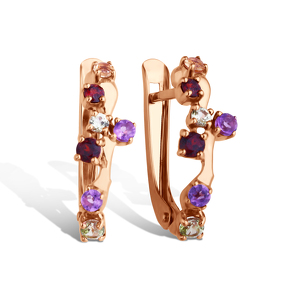 Золотые серьги с миксом камней