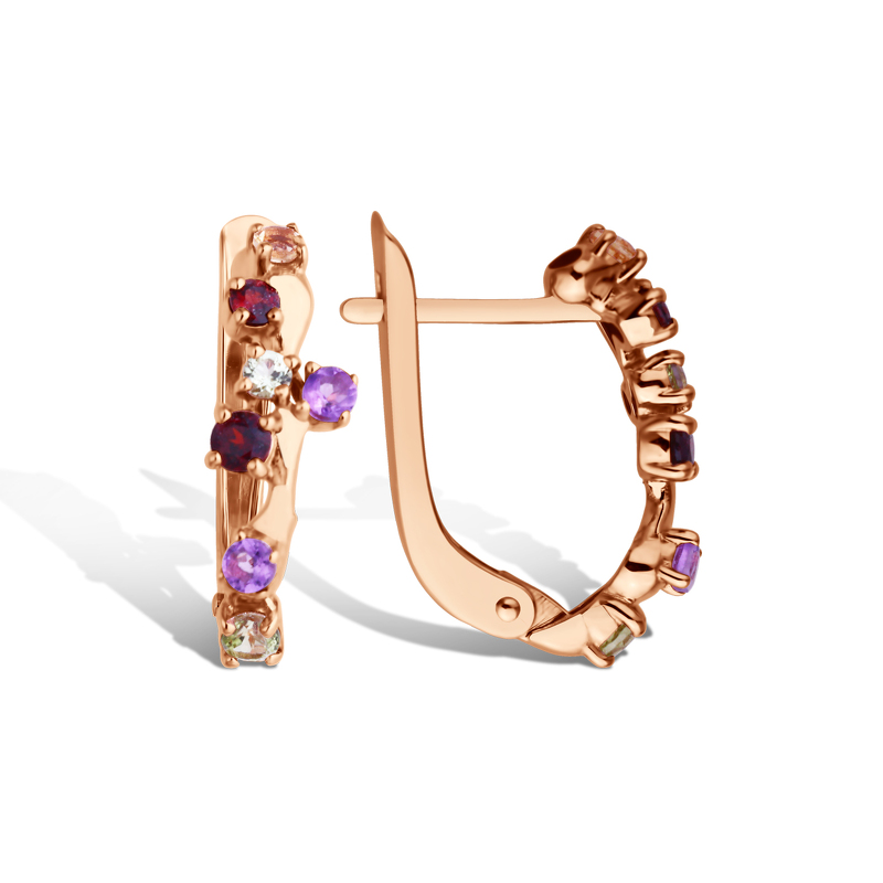 Золотые серьги с миксом камней