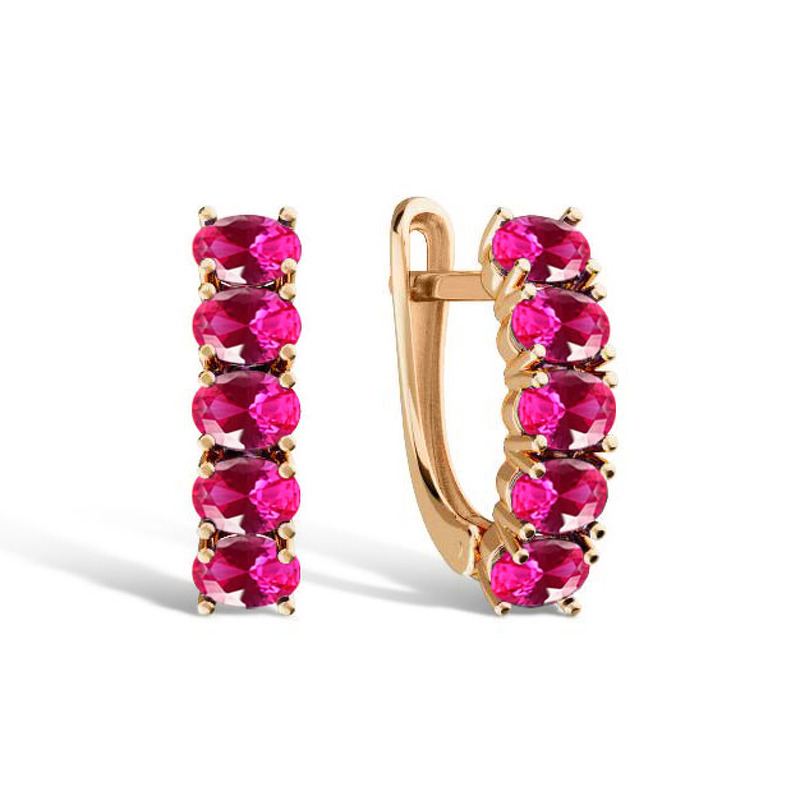 Золотые серьги с рубинами