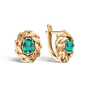 Золотые серьги с изумрудом