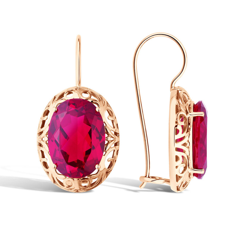 Золотые серьги с рубином