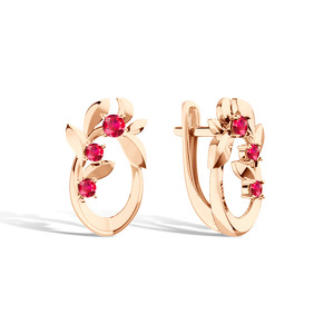 Золотые серьги с рубинами