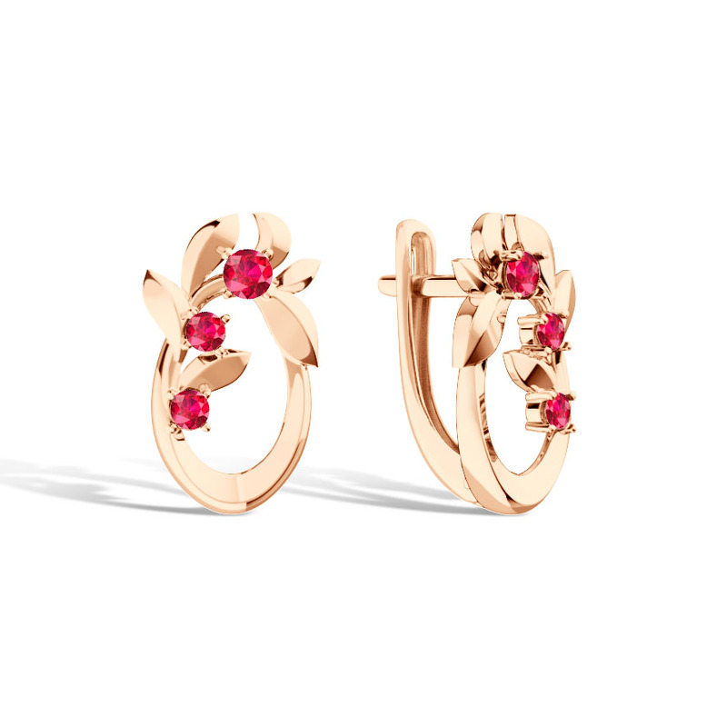 Золотые серьги с рубинами