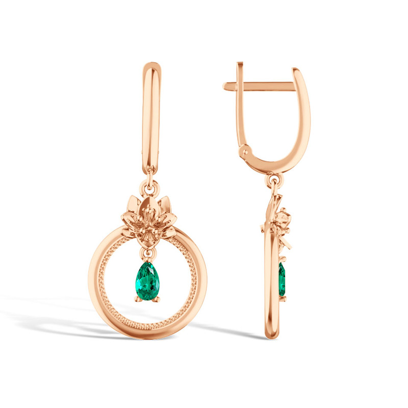 Золотые серьги с изумрудом