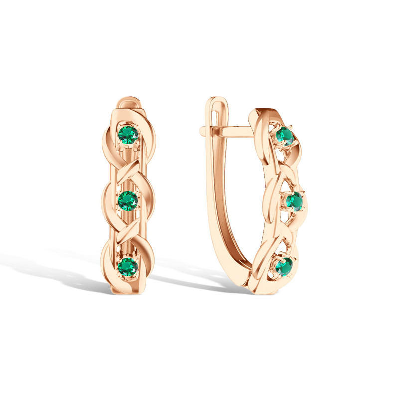 Золотые серьги с изумрудами