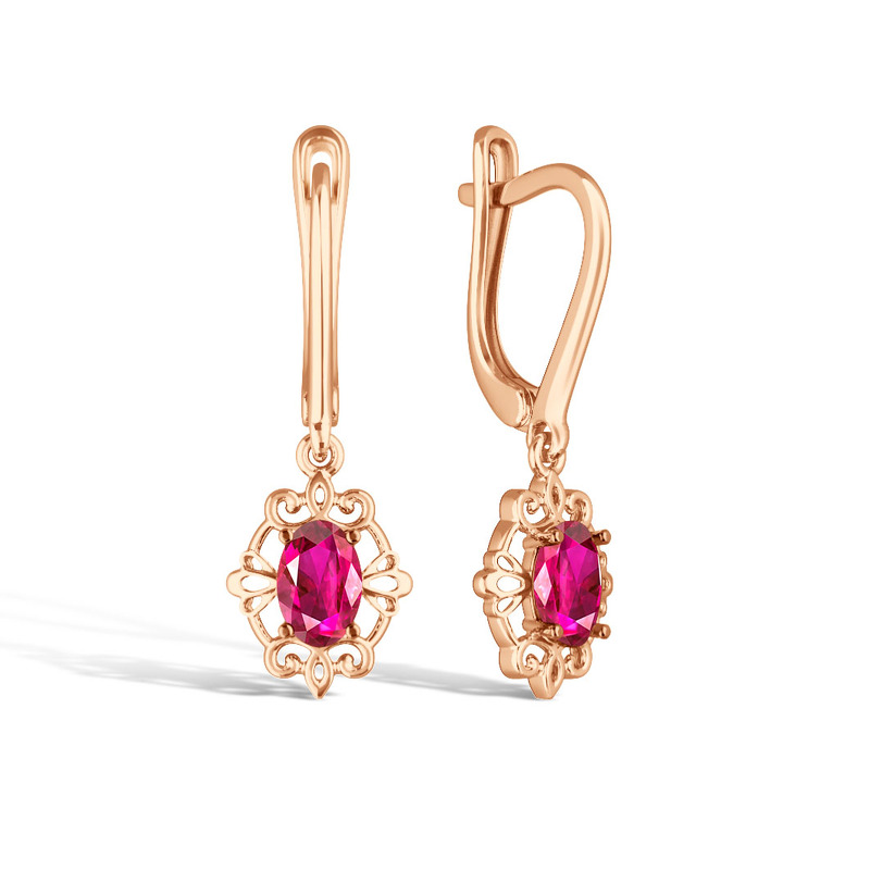 Золотые серьги с рубином